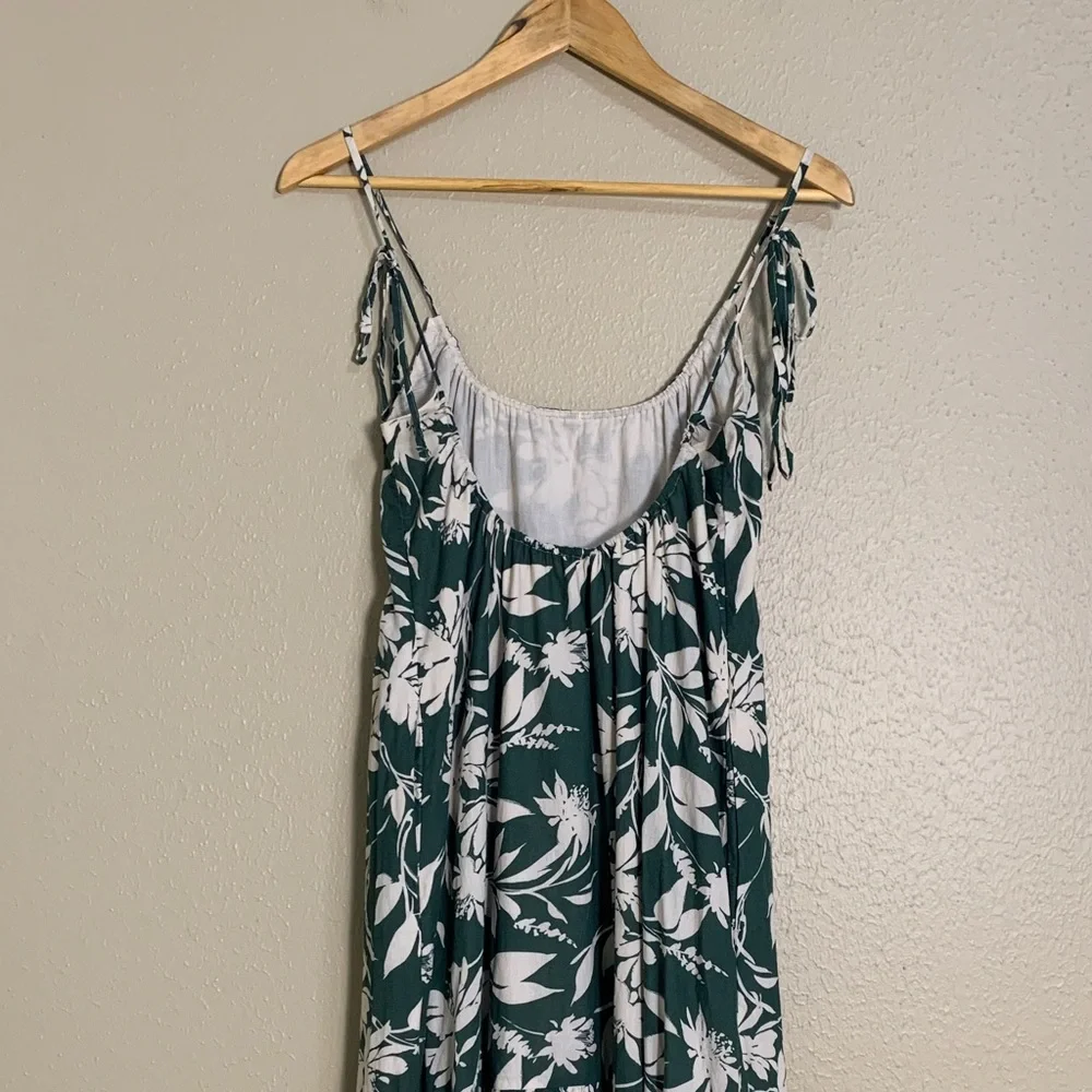 Abercrombie & Fitch Women's Trapeze Maxi Sundress Green Cream Sleeveless Boho XS